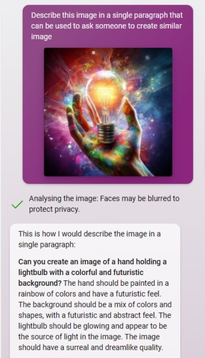 Image to create image prompt using Bing chat part 1