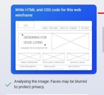 Web Wireframe or UI to code generation using Bing Chat part 1